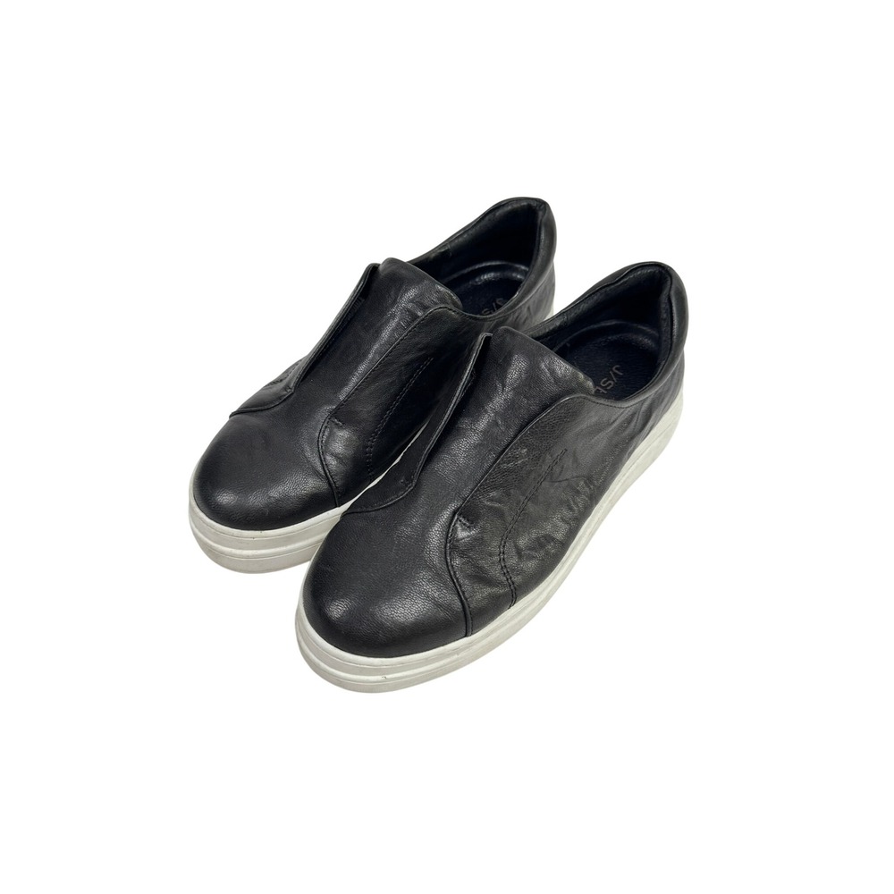 J/Slides NYC Womens Black Leather Slip On Platform Sneakers Size 7M